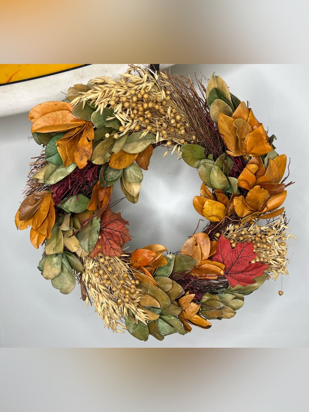 Fall Leaves and Wheat/Oats Wreath